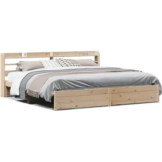 vidaXL Bettgestell mit Kopfteil ohne Matratze 200x200 cm - Braun