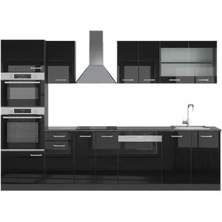 Vicco Küchenzeile R-Line 300 cm Schwarz Hochglanz