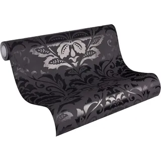 A.S. Création Vliestapete - Barock Tapete in Schwarz - Tapete für verschiedene Räume - Wandtapete in 10,05 m x 0,53 m