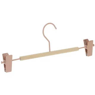 Relaxdays Hosenbügel 10er Set, je 2 Klammern, Clipkleiderbügel für Hosen & Röcke, HxBxT: 11,5 x 30,5 x 3cm, rosa/Natur