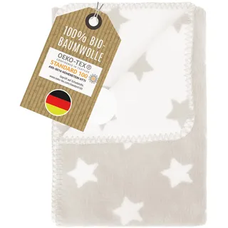 kids&me kuschelige Babydecke aus 100% Bio Baumwolle KBA - warme Kuscheldecke für Babys perferkt für Herbst und Winter - beige Baumwolldecke Made in Germany - Kinderdecke 70x100cm