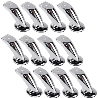 12er Set Möbelbeine Metall | Schrankfüße [Höhe-12 cm] | Beine für Sofas, Bett, Stühle, Couchtische, Schränke und andere Möbel | Sockelfuß | Tischbeine - Möbelfüße | Sofafüße | Schrankfuß - Silber