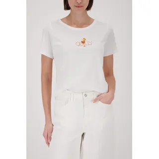 T-Shirt MONARI "cincin", Damen, Gr. 46, off, weiß, Web, Obermaterial: 100% Baumwolle, unifarben, regular fit normal, Rundhals, eingesetzt abgesteppte Kante, Shirts T-Shirt, Regular fit mit Strasssteinen