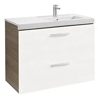 Roca A855953322-Unik 2 Schubladen 900 links Esche weiß Badzubehör Badzubehör Prisma und Spiegel