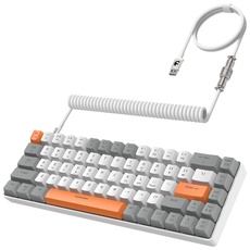 YINDIAO T8 60% Gaming-Tastatur,68 Tasten,Kompakte,Kabelgebundene,Mechanische Mini-Tastatur mit 18 Chroma-RGB-Hintergrundbeleuchtung,Roter Schalter,USB-C-Spiraltastaturkabel,für PC,PS4-Hellgrau