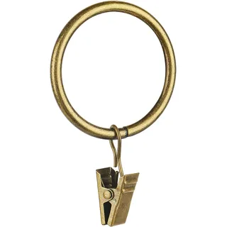 40 Stück 3.8 cm Gardinenringe für Gardinenstange, antiker Messing-Metall-Vorhangring mit Clips, dekorativer Vorhang, Innendurchmesser, Kleiderbügel für Badezimmer, Wohnzimmer und Gästezimmer