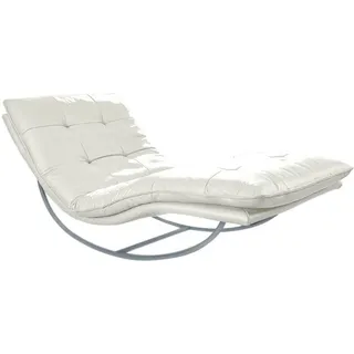 W.Schillig Relaxliege daily dreams Leder 95 x 85 x 169 cm Weiß/Silber mit Kissen