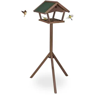 Relaxdays Vogelfutterhaus , Braun , Holz, Papier , 70x139x60 cm, , Dekoration, Gartendeko