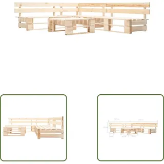 The Living Store 4-tlg. Paletten-Lounge-Set Holz Natur - Braun