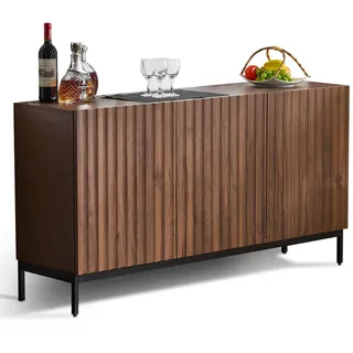 Redom Sideboard mit wellenförmigem 3D-Design, Mdf/Pb, 150/40/80 cm, Dunkelbraun , Holzwerkstoff , 150x80x40 cm , Kleinmöbel, Kommoden, Sideboards