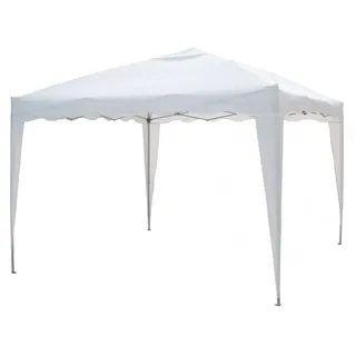 VERDELOOK Faltbarer Pavillon aus Metall, Abdeckung aus Polyester, weiß, 3 x 3 m, tragbar, mit Tasche im Lieferumfang enthalten