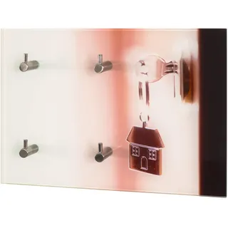 HAKU Möbel Schlüsselboard edelstahloptik, Motiv, Metall, Sicherheitsglas - Maße: B 30 cm x H 21 cm x T 5 cm, Style: Modern