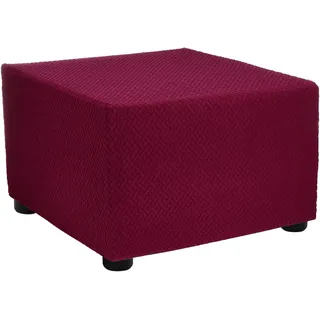 QUARKZMAN 1 Stück Ottomane Schonbezug Hockerbezug, für Länge 57-70cm Hocker Hussen für Fußhocker, Stretch Bezug Waschbar Ottomane Abdeckung Überzug Hocker Protector - Rotwein