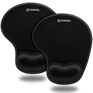 Soqool Mauspad mit Gelkissen, Waschbar Mousepad Ergonomisches Mausmatte mit Handgelenkpolster Handauflage, Einfache Schmerzlinderung, rutschfeste, Langlebig für Computer Laptop Notebook-Schwarz
