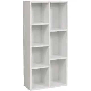 furni24 Bücherregal mit 7 Fächern, Holzregal, Würfelregal, Aufbewahrungsregal, weiß, 49,5x24x106h