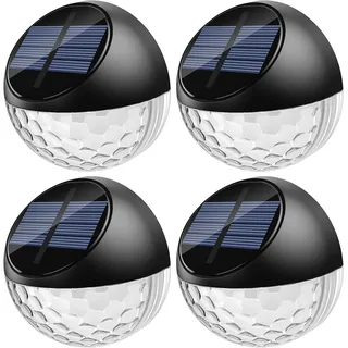 Quntis 4er Set Solar Wandleuchte Außen, IP65 wasserdichte Solarlampen Wand, Warmweiße LED Gartenleuchte Zaunbeleuchtung, Dekorative Wandlampe, Garten Solarleuchte, Deko Balkon Terrasse Treppe Zaun Hof