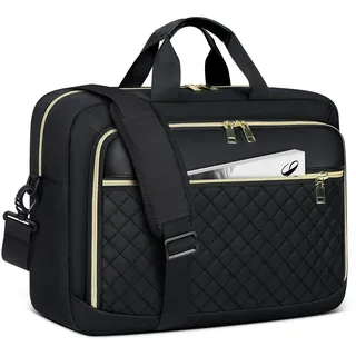 NEWHEY Laptoptasche 17,3 Zoll für Damen Laptop Aktentasche Computertasche Laptop Tasche Business Notebook Tasche Wasserdichte Schultertasche Umhängetasche für Geschäft Schwarz