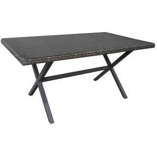 Chillvert Stahl Varenna Rechteckiger Tisch Aus Glas Und Synthetischem Rattan 160x90x73 Cm - Grey / Brown - One Size