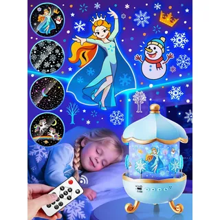 One Fire Frozen Spielzeug, 16 Filme & 15 Musik Sternenhimmel Projektor Kinder, 360° Rotation & Timer Nachtlicht Kinder, Eiskönigin Spielzeug ab 3 4 5 Jahre Mädchen Geschenk, Kinderzimmer Deko