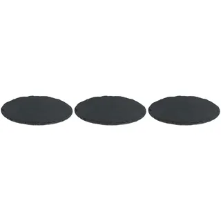 Novaliv 3x Schieferplatten I rund I 15x0,5 cm I Sushi Platte Steinteller Schieferplatten Set Schiefer Servierplatten schmall Kerzen Teller
