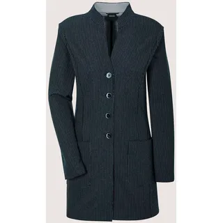 Longblazer MADELEINE "Gehrock Eleganter Einreiher mit Nadelstreifen", Damen, Gr. 40, blau (marine, wollweiß), Obermaterial: 68% Polyester PES. 25% Viskose CV. 7% Elasthan EL., Modern, figurumspielend, Blazer Longblazer, Nadelstreifen