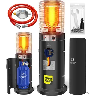 KESSER® Heizstrahler Gas KE12 Heizpilz für Terrasse Terrassenheizer Terrassenheizstrahler, Freiluftheizung 10 kW Gasheizstrahler Gasheizer, Wärmestrahler, Heizgerät - inkl. Schutzhülle - Schwarz