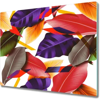 Küche Schneidebrett - Glas Schneidebrett - Herd Abdeckung - 60x52 - Abstrakte Blätter