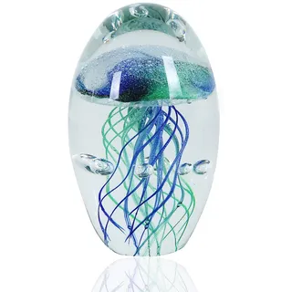 EUSTUMA Handgeblasenes Glas Quallen Figur Ornament, Meerestier Ornament für Aquarium Aquarium, Meerestiere Sammlung für Geburtstagsgeschenk, Glas Briefbeschwerer