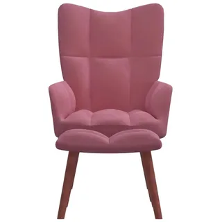 vidaXL Relaxsessel mit Hocker Rosa Samt Modell 6