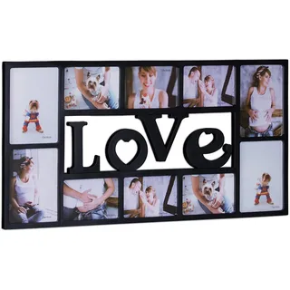 Relaxdays Bilderrahmen Collage LOVE schwarz 36,5x72 cm 10 St.