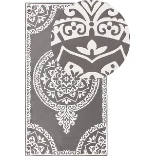 BELIANI Outdoorteppich Grau 80 x 150 cm Rechteckig Orientalisches Muster Modern Indoor Outdoor Terrasse Balkon Garten - Grau, Weiß