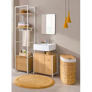 Wäschekorb HEINE HOME, natur, B:58cm H:62cm T:34cm, Metall, Wäschesammler, Wäschekorb