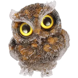 KYEYGWO Tigerauge Nette Kristall Eule Figur Ornamente, Mini Stein Käuzchen Statuen Harz Tier Skulptur Talisman Heilstein Vögel Dekoration für Haus Büro Tisch, Blumentopf, Micro Landschaft, 6 cm