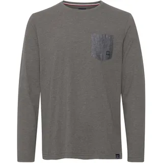 Langarmshirt FQ1924 "Langarmshirt FQDanfo", Herren, Gr. XL, grau (peat melange), Obermaterial: 95% Baumwolle CO. 5% Viskose CV., Shirts Langarmshirt