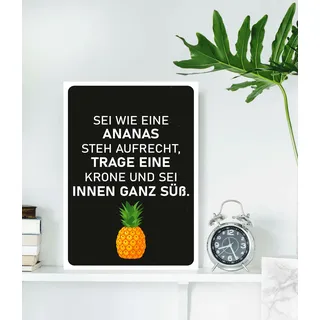 queence Metallbild »Ananas« Obst   Obst Bilder   Schriftzug   Schriftzüge 1 Stk. tlg. Stahlschilder, weiß