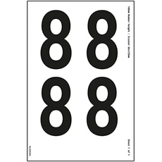 Ein Zahlenblatt – 8 – 23 mm Zahlenhöhe – 300 x 200 mm – selbstklebendes Vinyl
