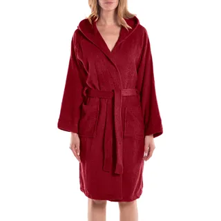 Caleffi - Bademantel Herren & Damen - Morgenmantel mit Kapuze, Frottee & Baumwolle, Unisex, Bordeaux, M