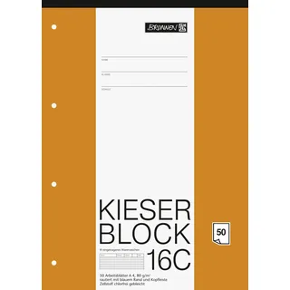 Brunnen 1042926 KIESER-Block Lineatur 23 A4 50 Blatt, rautiert, 80 g/m2, gelocht)