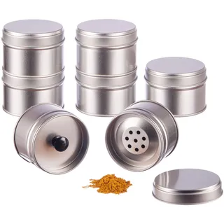 12er Pack kleine Gewürzdosen stapelbar mit extra Aromadeckel inkl. 12 Etiketten + 2 Streueinsätze | Höhe: je ca. 4,5 cm, Ø je ca. 6,4 cm | Dosen Material: Weißblech | BPA-frei und lebensmittelecht