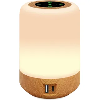 salipt Nachttischlampe mit Ladefunktion, Touch Dimmbar Tischlampe