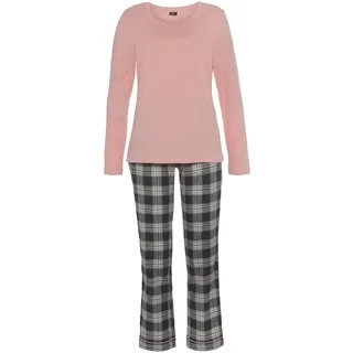 H.I.S. H.I.S Damen Pyjama dunkelrosa/schwarz-grau-kariert Gr.34