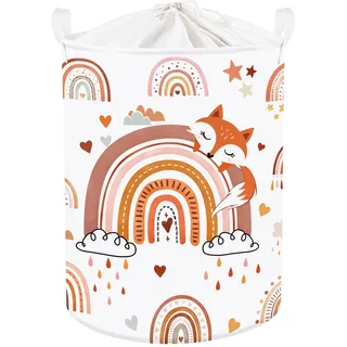 Clastyle Regenbogen Kinder Wäschekorb mit Henkel Faltbar Kleidung Spielzeug Aufbewahrungskorb Mädchen Aufbewahrungsbox für Babyzimmer Bad, Fuchs, 36x45 cm