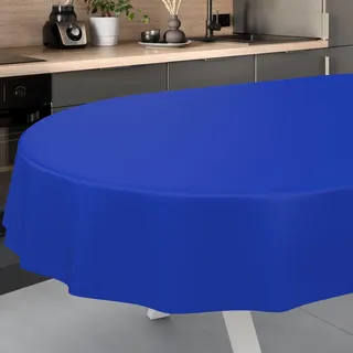 ANRO Wachstuch-Tischdecke Tischdecke abwaschbar Wachstuch Garten-Tischdecke Outdoor Indoor Oval 220x140cm Schnittkante Blau Wachstuchtischdecke Wachstischdecke wasserabweisend Gartentischdecke