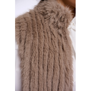 Kurzweste RINO & PELLE "DAVA", Damen, Gr. 38, braun (mocha latte), Plüsch, Obermaterial: 100% Polyester. Futter: 100% Polyester, regular fit taillenbedeckt, Westen Kurzweste, mit Stehkragen