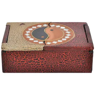 Woru Schatulle Buddha/Yin & Yang Albesia-Holz – handbemalt (Ying Yang) | Handgefertigte Schatulle aus Albesia-Holz mit dekorativer Krakelee-Optik – wahlweise Buddha oder Yin-Yang.