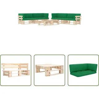 The Living Store 6-tlg. Paletten-Lounge-Set mit Kissen Imprägniertes Kiefernholz - Grün