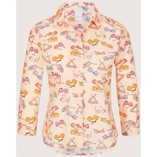 Hemdbluse MADELEINE "Hemdbluse Druckbluse mit Brillen-Muster", Damen, Gr. 40, orange (pfirsich, multicolor), Obermaterial: 100% Baumwolle CO., Modern, tailliert, Blusen Hemdbluse, Bluse mit Unikatdruck