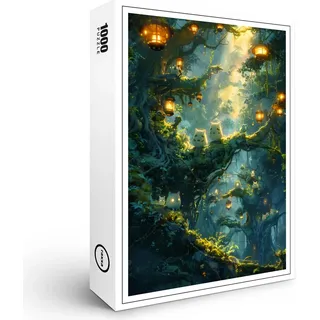 raxxa Premium-Puzzle "Waldlichter und Waldbewohner im Anime Stil", 1000 Teile