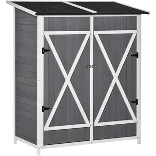 Outsunny Geräteschrank 1,39 x 0,75 m Grau, Weiß
