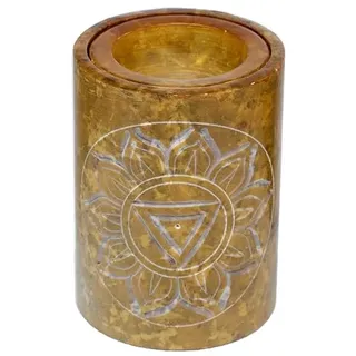 Puckator Gelbe Speckstein Duftlampe mit geschnitztem Chakra-Symbol